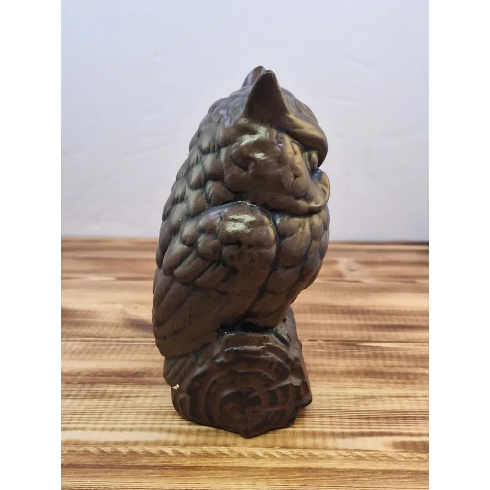 VTG Chalkware Painted Owls on Log Mid Century Japan  Woodland‎ Decor Lover Solid
